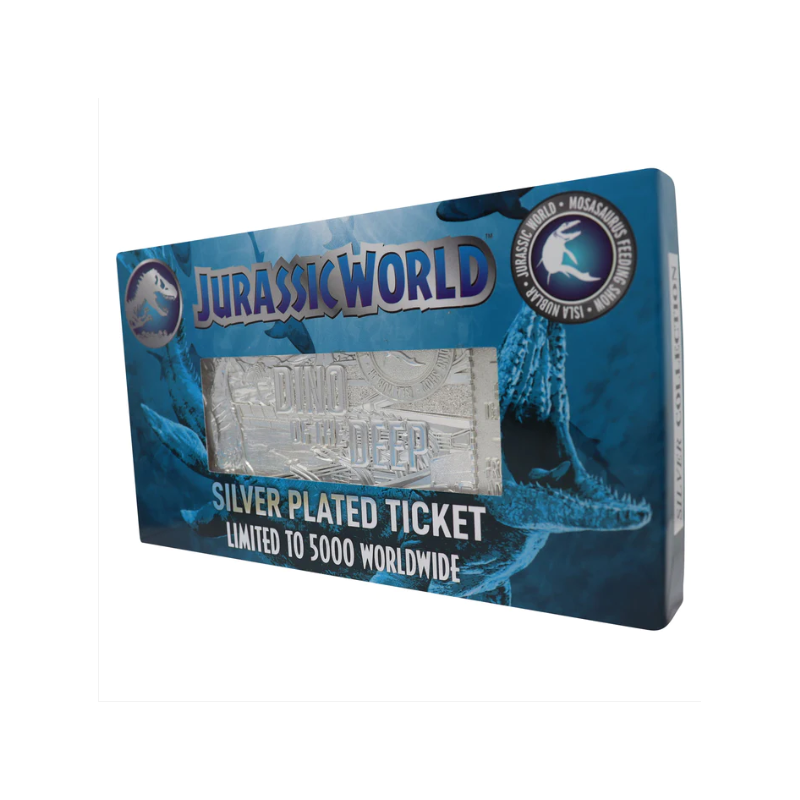Jurassic World Limited Edition .999 Silver Plated Mosasaurus Attraction Ticket