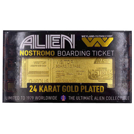 ALIEN 24K GOLD PLATED BOARDING TICKET LIMITED EDITION REPLICA