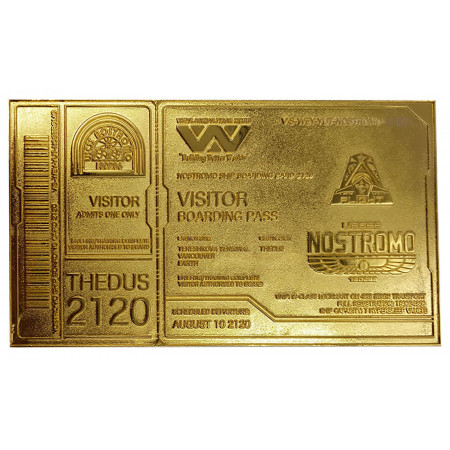 ALIEN 24K GOLD PLATED BOARDING TICKET LIMITED EDITION REPLICA