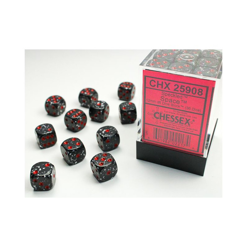 Chessex CHX25908 Speckled Space D6 12mm Dice Set (36 pcs)