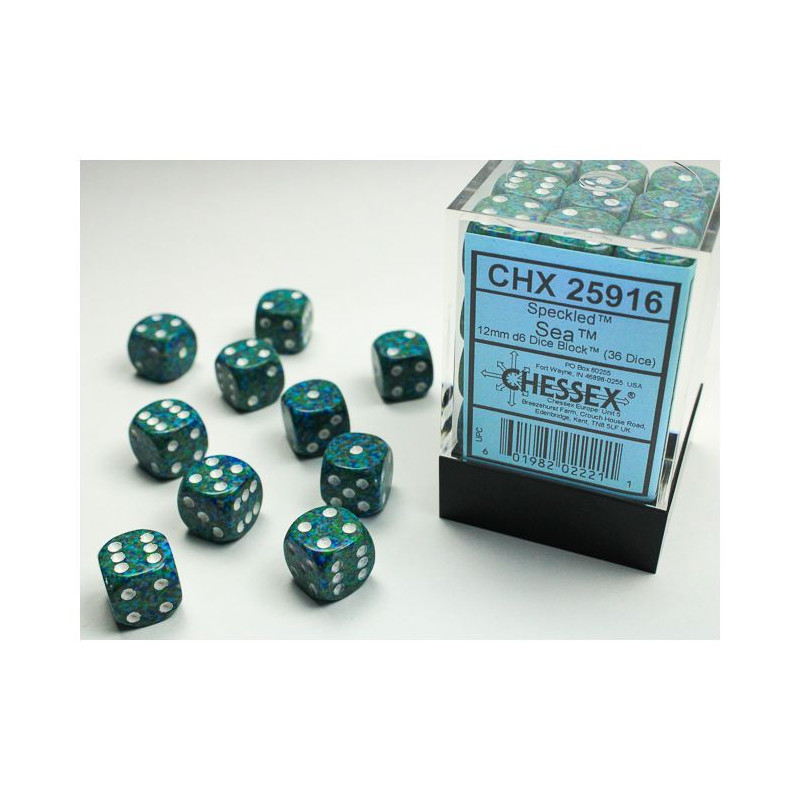 Chessex CHX25916 Speckled Sea D6 12mm Dice Set (36 pcs)