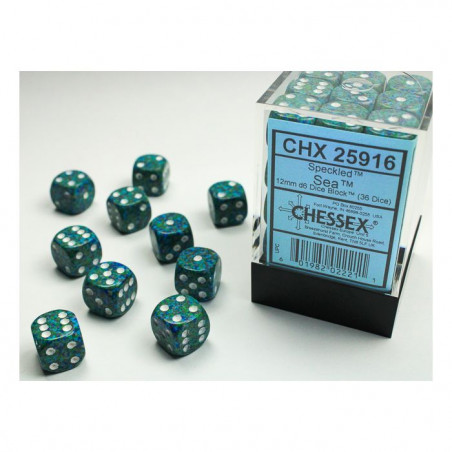 Chessex CHX25916 Speckled Sea D6 12mm Dice Set (36 pcs)