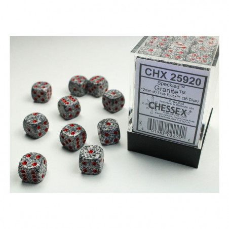 Chessex CHX25920 Speckled Granite D6 12mm Dice Set (36 pcs)