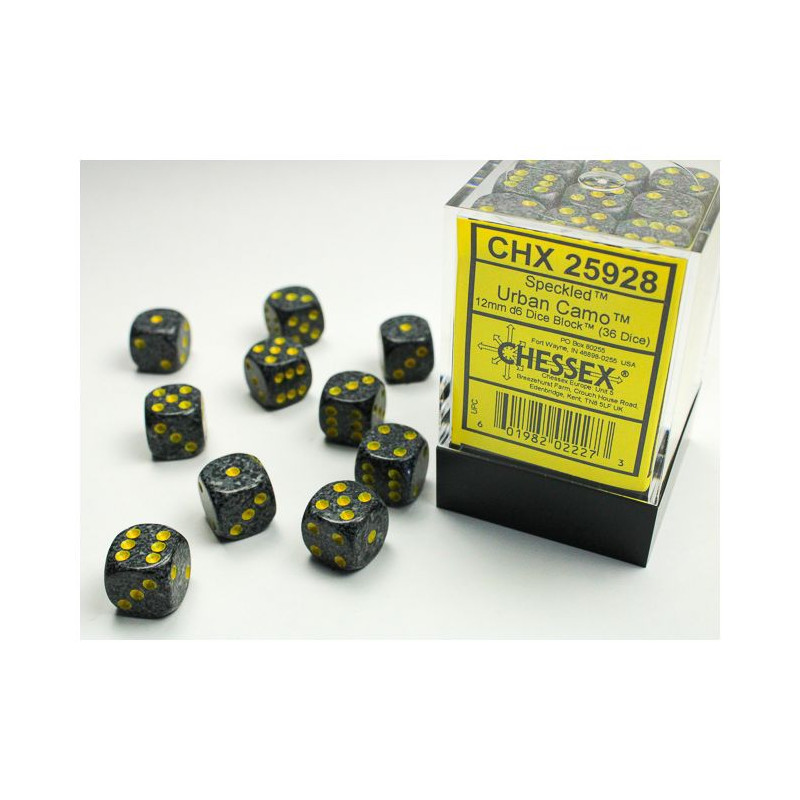 Chessex CHX25928 Speckled Urban Camo D6 12mm Dice Set (36 pcs)