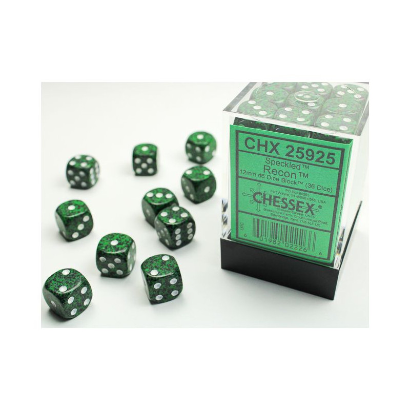 Chessex CHX25925 Recon Speckled Dice D6 12mm Dice Set (36 pcs)