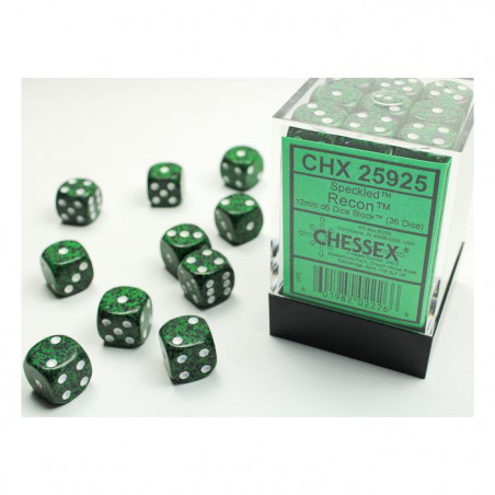 Chessex CHX25925 Recon Speckled Dice D6 12mm Dice Set (36 pcs)