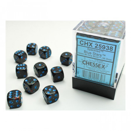 Chessex CHX25938 Speckled Blue Stars D6 12mm Dice Set (36 pcs)