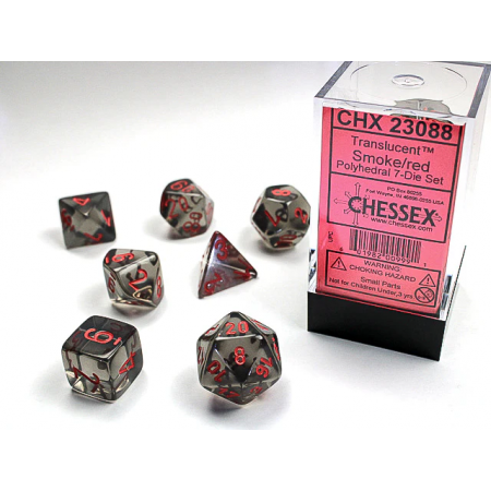 Chessex: Translucent - Smoke/Red - Polyhedral 7-Die Set (CHX23088)