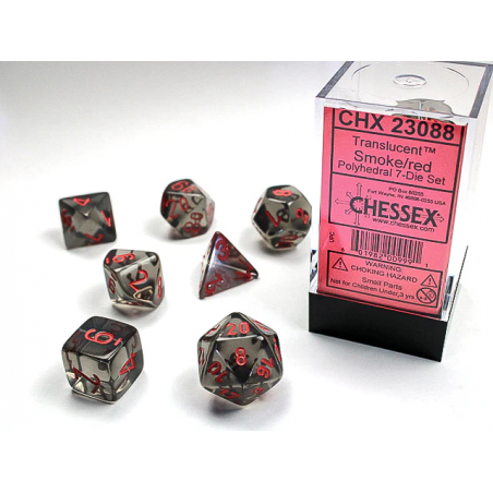 Chessex: Translucent - Smoke/Red - Polyhedral 7-Die Set (CHX23088)