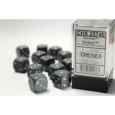 Speckled Hi-Tech 16mm d6 Dice Block (12 dice)