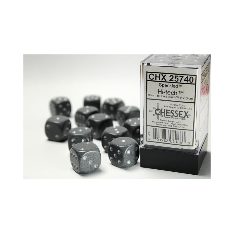 Speckled Hi-Tech 16mm d6 Dice Block (12 dice)