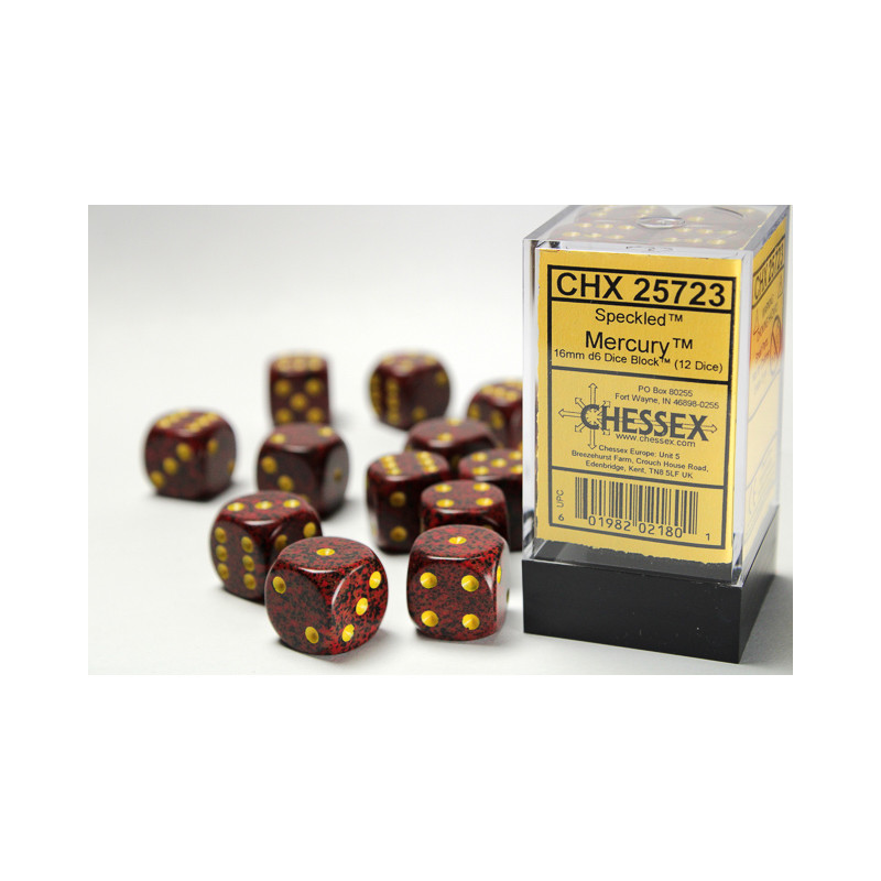 Speckled Mercury 16mm d6 Dice Block (12 dice)