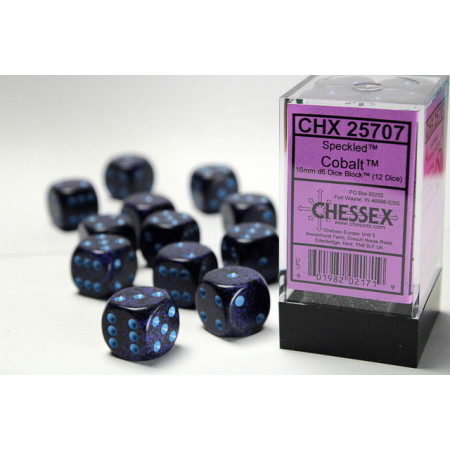 Speckled Cobalt 16mm d6 Dice Block (12 dice)