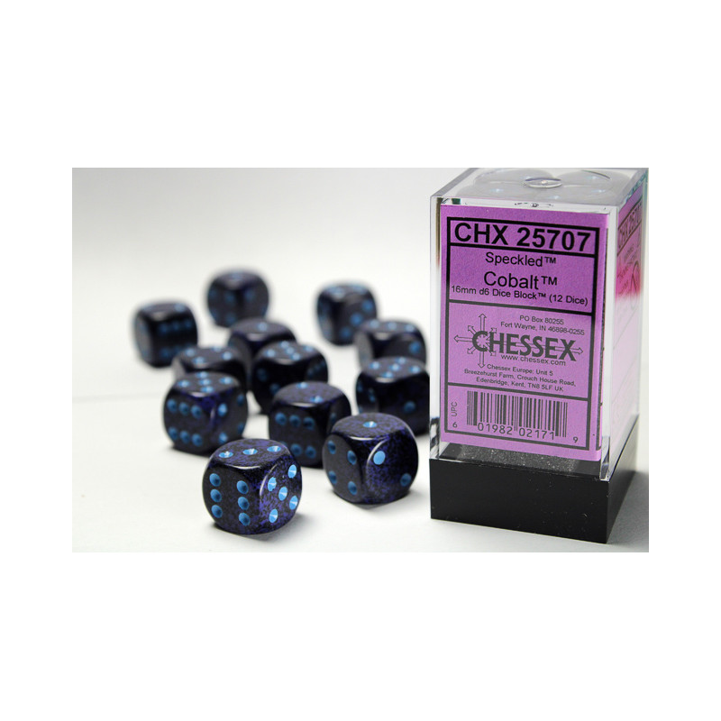 Speckled Cobalt 16mm d6 Dice Block (12 dice)