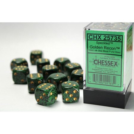 Speckled Golden Recon 16mm d6 Dice Block (12 dice)