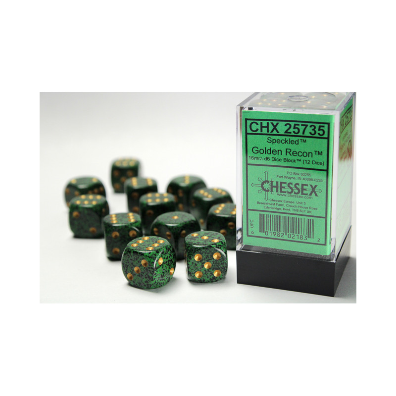 Speckled Golden Recon 16mm d6 Dice Block (12 dice)