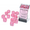 Borealis Pink/silver Luminary 16mm d6 Dice Block (12 dice)