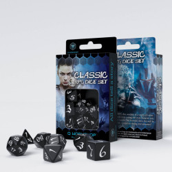 Classic RPG Black & white Dice Set