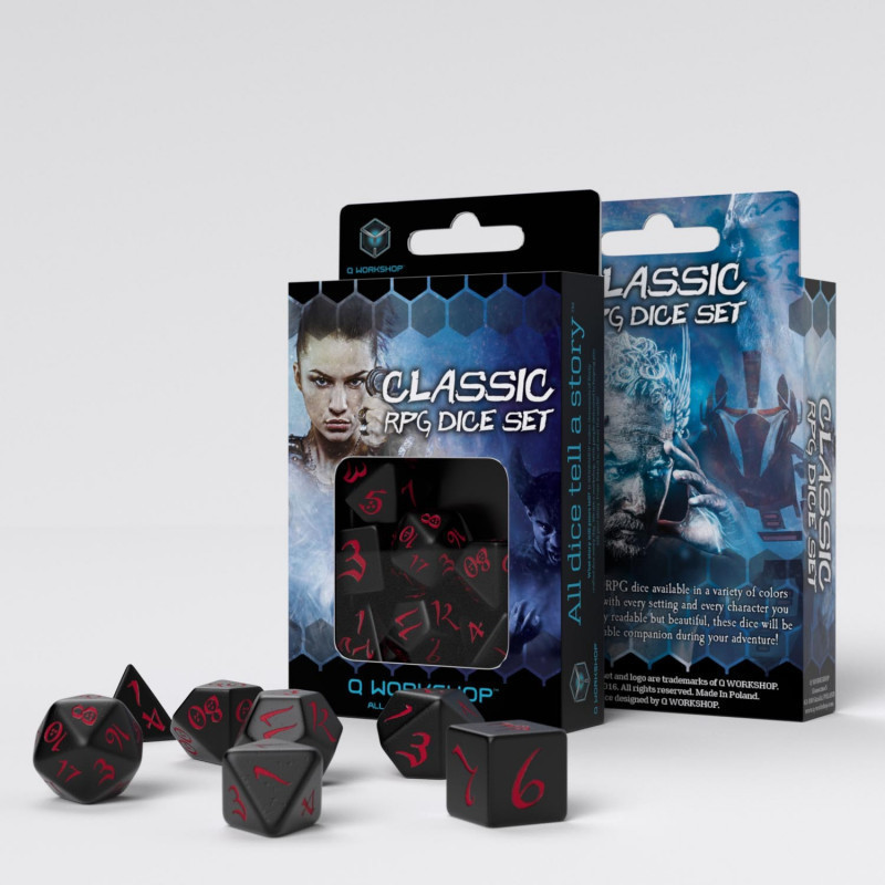 Classic RPG Black & red Dice Set