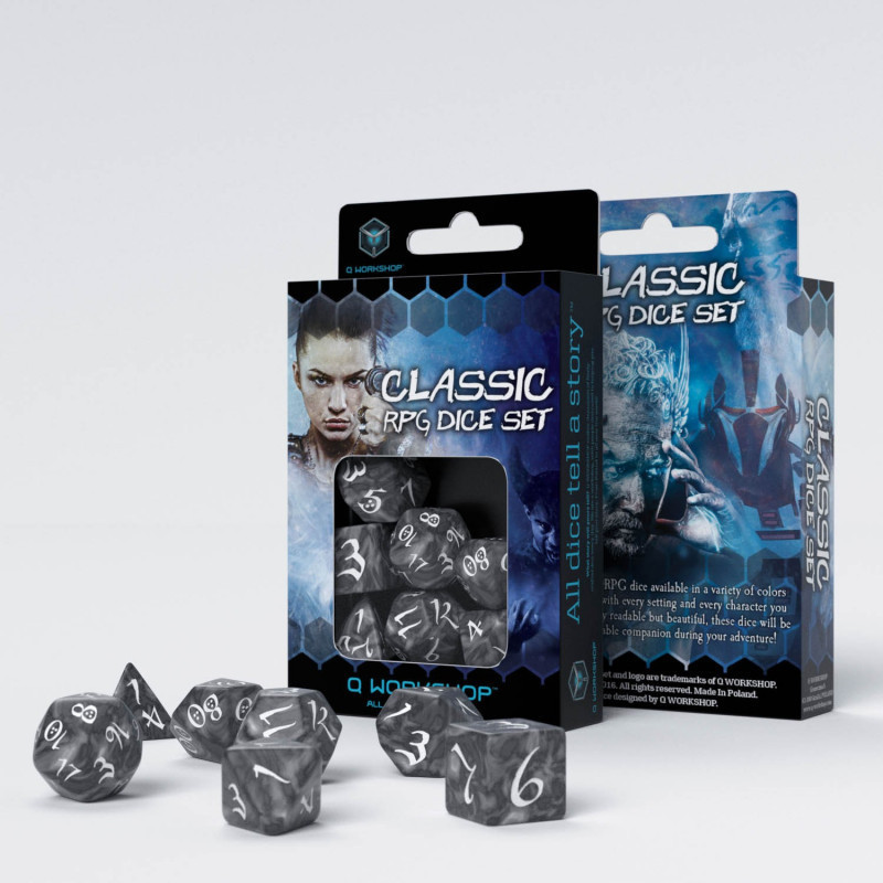 Classic RPG Smoky & white Dice Set