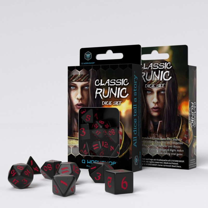 Classic Runic Black & red Dice Set