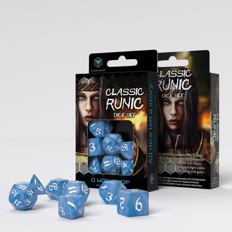 Classic Runic Glacier & white Dice Set