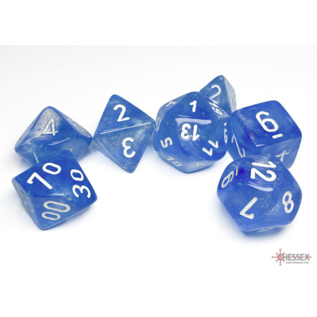 Borealis Sky Blue/white Luminary Polyhedral 7-Dice Set