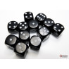 Opaque Black/white 16mm d6 Dice Block (12 dice)
