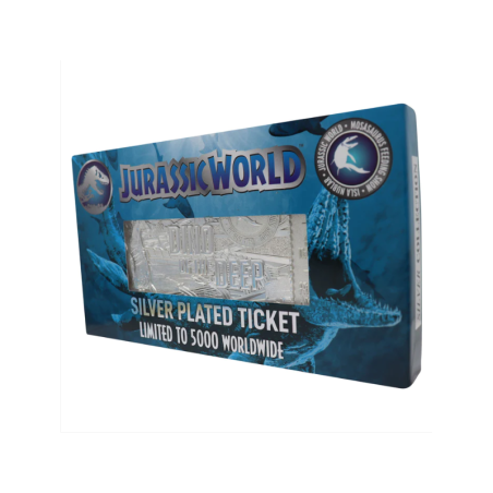 Jurassic World Limited Edition .999 Silver Plated Mosasaurus Attraction Ticket