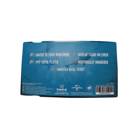 Jurassic World Limited Edition .999 Silver Plated Mosasaurus Attraction Ticket